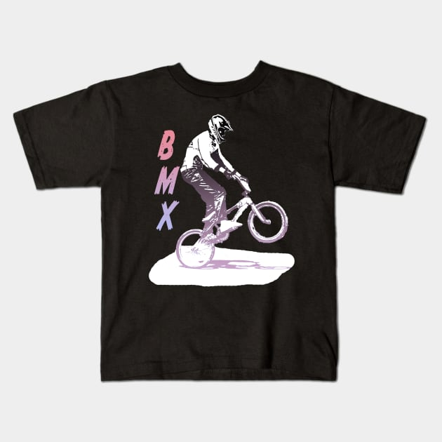 bmx racing Kids T-Shirt by rickylabellevie